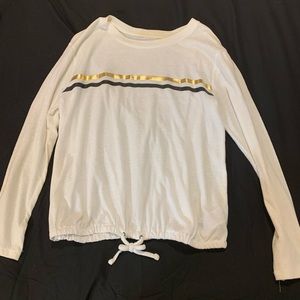 White shirt with gold and black stripe!         Size: XL